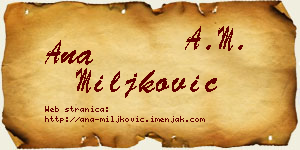 Ana Miljković vizit kartica